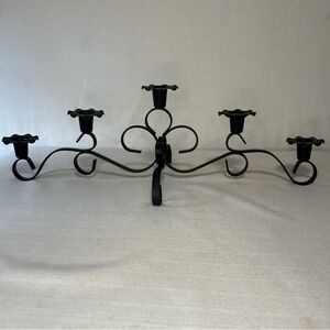 Black Wrought Iron 5-Arm Candle Holder Centerpiece